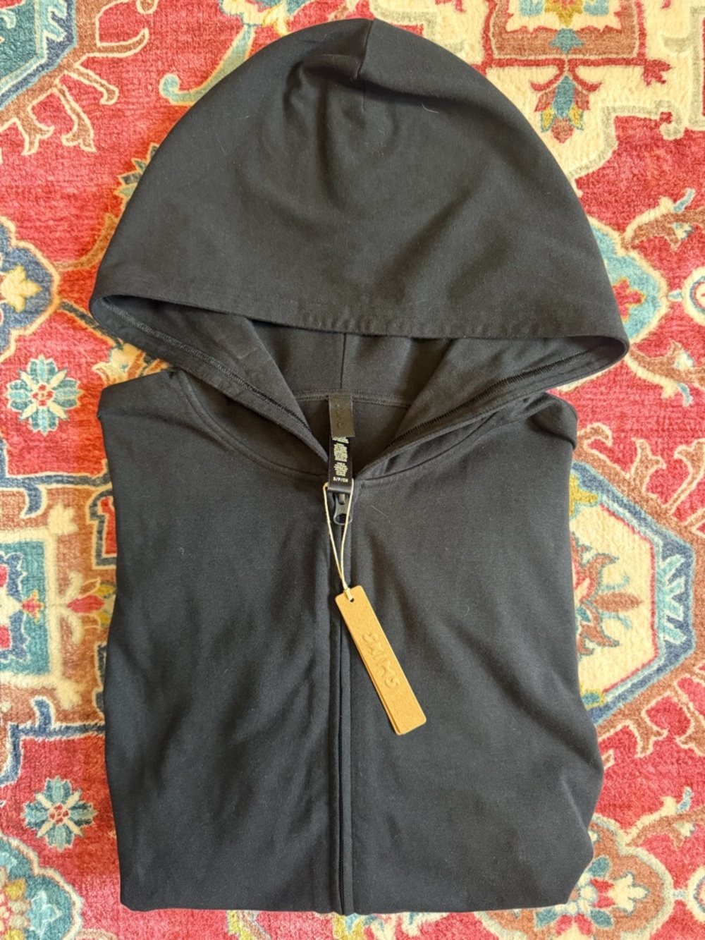 NWT Skims Jersey Lounge Full Zip Black Hoodie Women’s Size Small